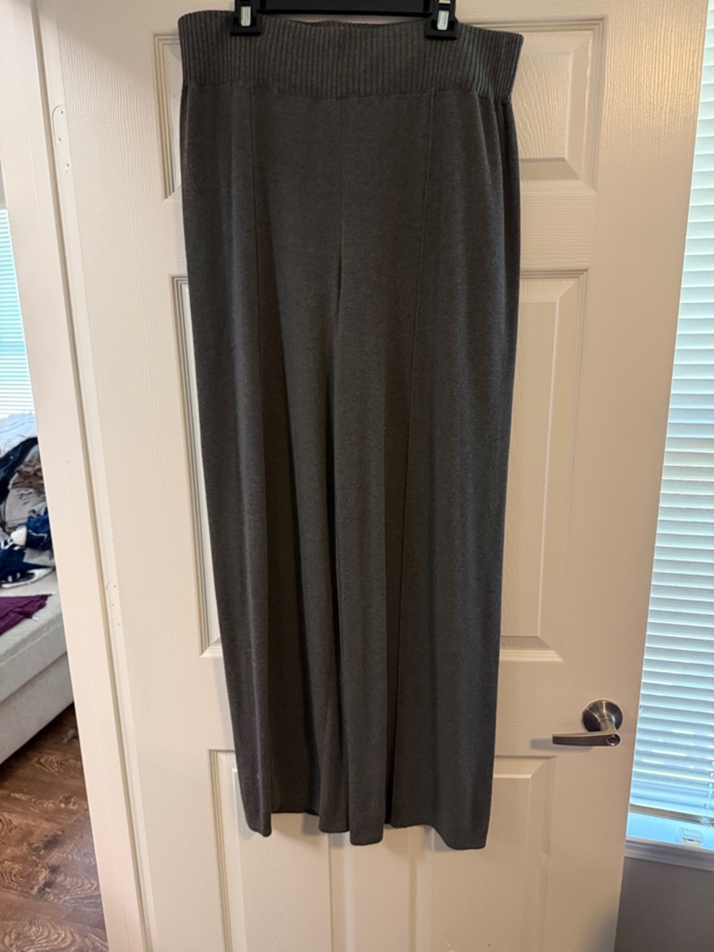 H&M Charcoal Gray Wide-Leg Knit Trousers